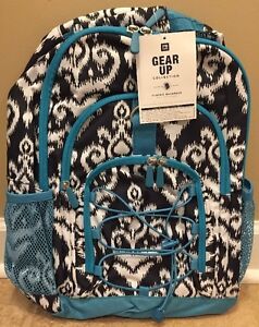 NEW Pottery Barn Teen Gear-Up CHANDELIER DAMASK Backpack BLACK TEAL