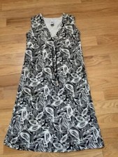 GAP Navy Black & White Big Flower Print Sleeveless  Dress Drawstring Lined Sz XS