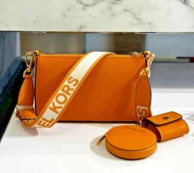 Michael Kors Small Saffiano Leather Yellow Crossbody Bag Purse