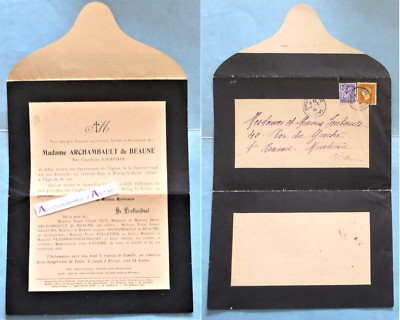   Charlotte ARCHAMBAULT de BEAUNE Jourdain faire part décès 1946 Bourg la Reine