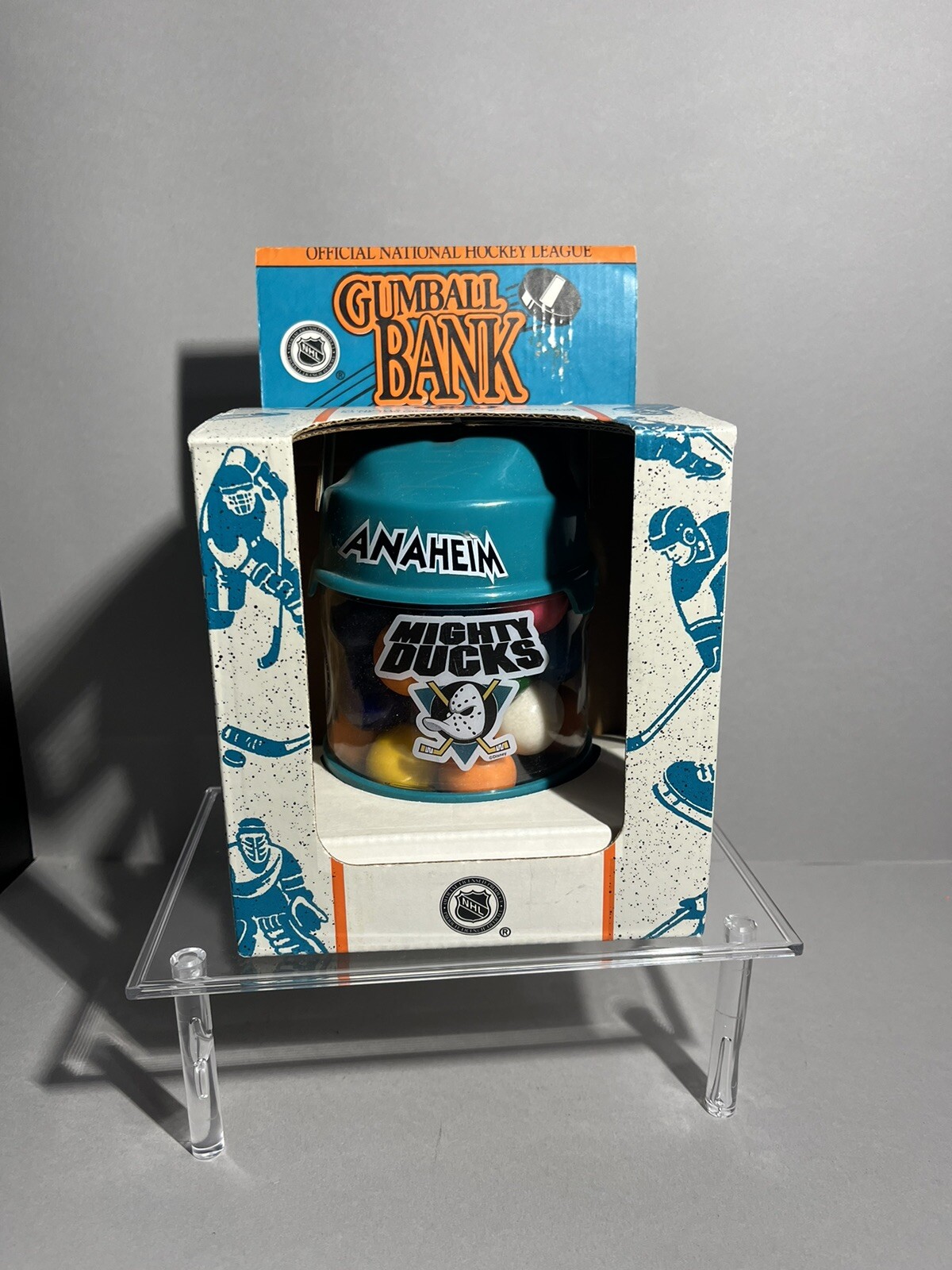 Vintage 1993 Mighty Ducks Gumball Bank, New In Box!!