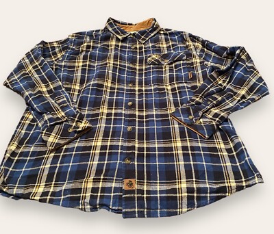 Legendary Whitetails Flannel Shirt Men's Large Blue Plaid The Original Buck Camp