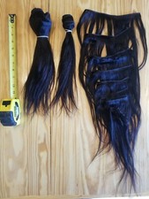 8A Brazilian Human Hair Double Weft Bundles, 12in Straight Black, Over 150in