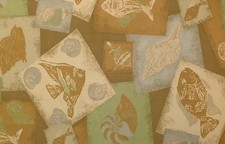 PREMIER PRINTS SEA SHORE SAND SEASHELLS FISHES TROPICAL FABRIC BY THE YARD 54"W