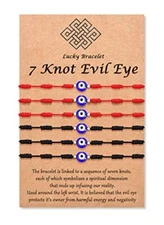 (Ver.3) Evil Eye 7 Knot Lucky Bracelets Adjustable Red String Black & Red