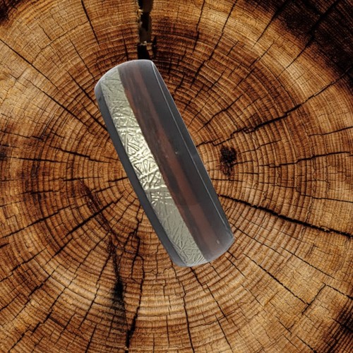 Noah Koa Wood Black Tungsten Carbine Men's Ring - Picture 20 of 23