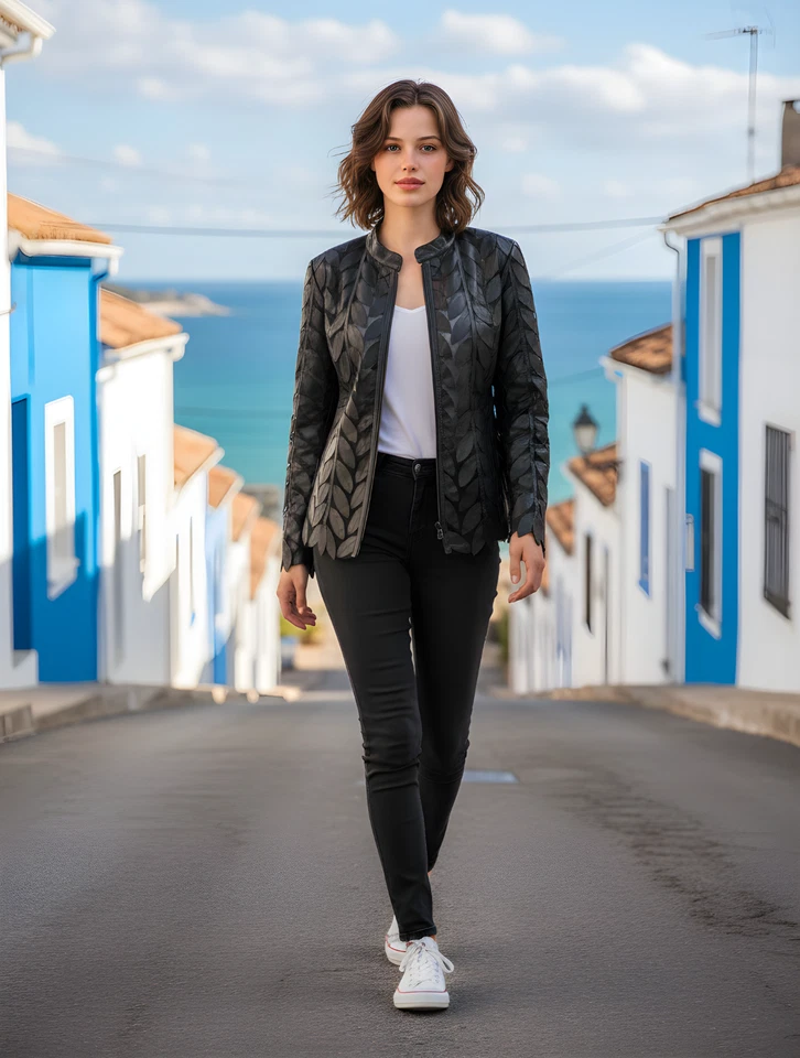 Chaqueta de cuero para mujer Chaqueta de cuero para mujer Chaqueta de cuero para mujer Todos los colores Foto 4 de 4