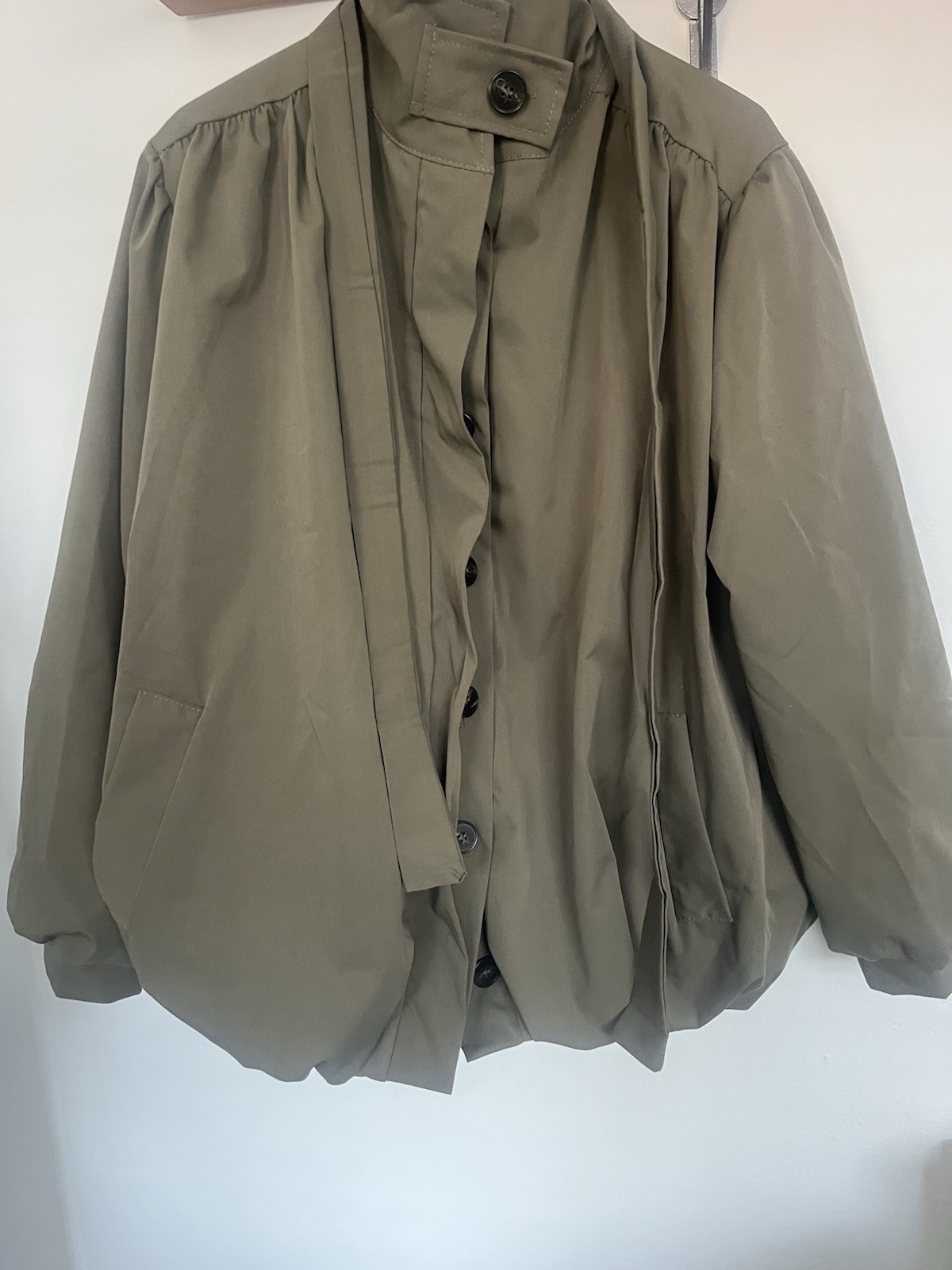 GLAMIFY Women’s Khaki Short Belted Jacket Button Closure Long Sleeve One Size image 3