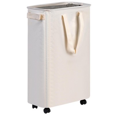 Slim Laundry Hamper with Wheels, Rolling Laundry Basket for Clothes, Small La...