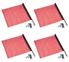 (4) EZ Mount Warning Flag Red 18" x 18" Spring Loaded Quick n Easy Disconnect
