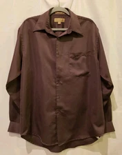 Vintage Croft & Barrow Dress Shirt Button Down Men's M 34/35 Brown Long Sleeves