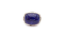 Vintage Sterling Silver 925 Lapis Lazuli Diamond Ring Size 7