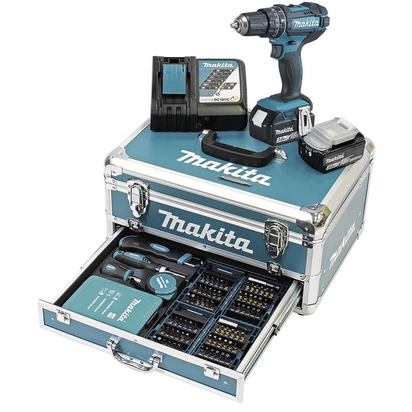 Makita Akku-Schlagbohrschrauber-Set DHP482RFX9 18V/3Ah 2Akkus +Ladeger-image