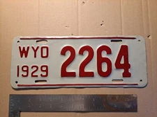 License Plate, Wyoming, 1929, 2264, Very Nice Repaint, Fair to Good Restoration