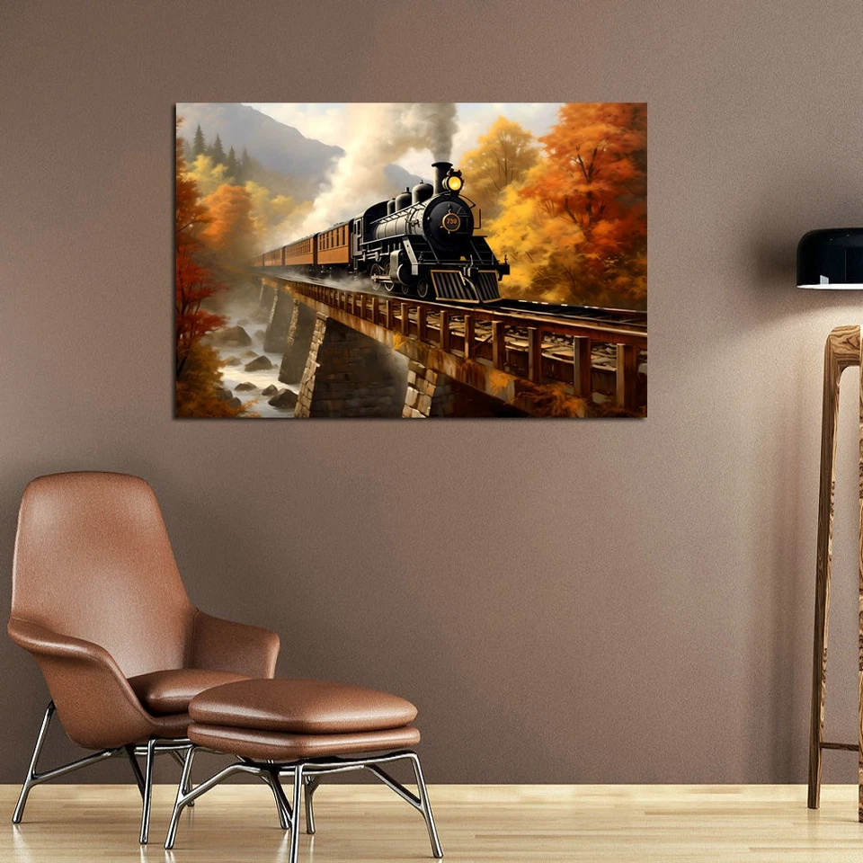 Steam Train Landscape Canvas Art Home Decor Wall Art Posters Prints Painting 083 - Image 3 of 4