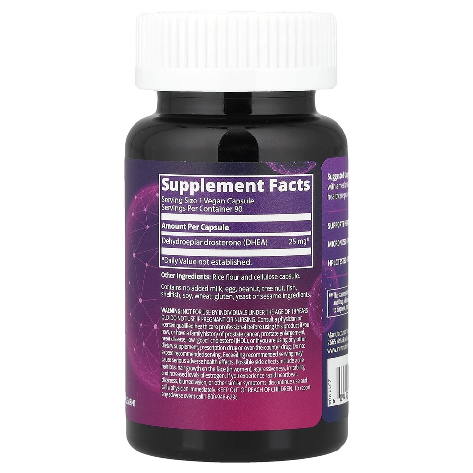 DHEA, 25 mg, 90 cápsulas veganas Foto 2 de 3