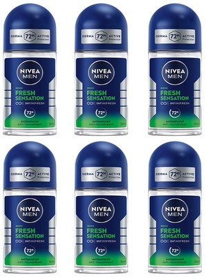 6x NIVEA MEN Fresh Sensation Deodorant Deo Roll-On Antitranspirant 72h Schutz