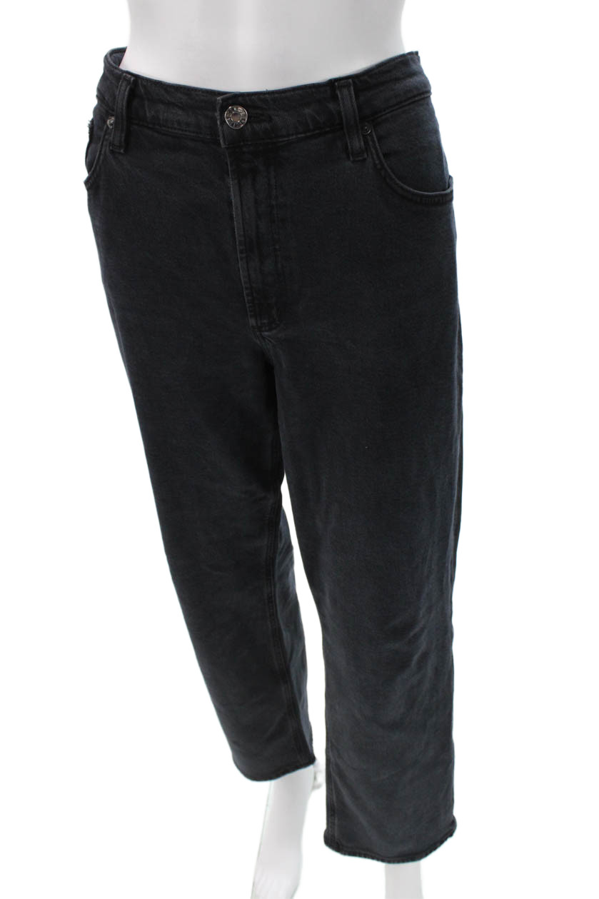 Agolde Womens Cropped Straight High Waist Black Jeans Button Size 31Free Shipping in US $100+ Orders | $6.95 Orders Below