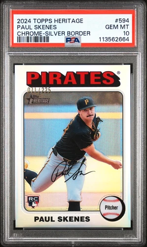 PAUL SKENES Topps Heritage High Number SILVER /225 #594 RC ROOKIE PSA 10