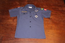 Boy Scouts of America BSA Youth Shirt Blue Medium Glued Patches Short Sleeve