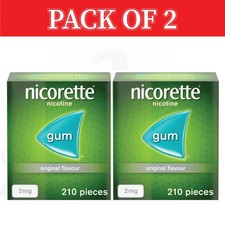 Nicorette ORIGINAL Chewing Gum 2 mg, 210 Pieces-PACK OF 2