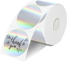 2 Inch round Holographic Thermal Labels, Waterproof Direct Thermal Stickers, Sel
