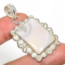 Natural Moonstone Gemstone Silver Plated Jewelry Pendant 1.95" Tp7785-885