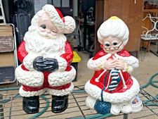 Vintage Ceramic Santa and Mrs Claus Christmas Figures Atlantic Mold