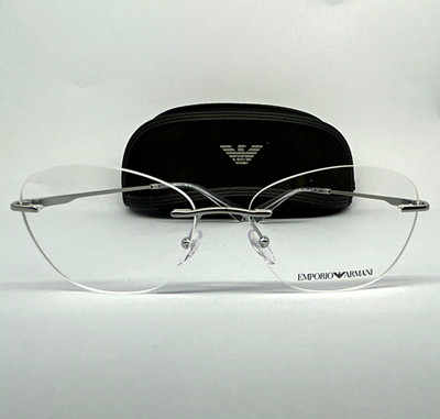Emporio Armani 54-16 140 Randlos Metall Brille Brillengestell Silber Massiv