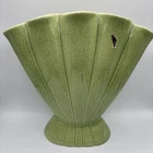 Large MCM Vintage Red Wing USA Pottery 416 Gladiola Fan Vase Green