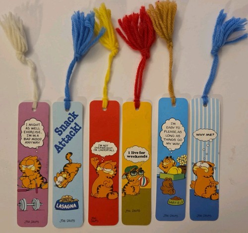 Vintage Garfield Book Marks Lot of 6 ~ SNACK ATTACK! WHY ME? BAD MOOD