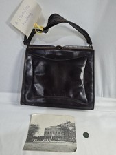 1940s 50s Vintage Black Leather Handbag
