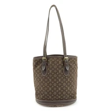 Louis Vuitton Monogram Mini Lin Bucket PM Tote Bag Ebene M95226 Auth Used F/S