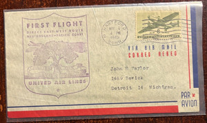 First Flight New England-Pacific Coast Route, United Airlines, Hartford, CT