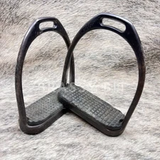 4.25" Weighted Matte Black English Stirrup Irons