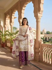 Presenting New Heavy Silk Kurta Palazzo With Tebby Organza Dupatta For Women