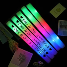 Personalized 12/30/60PCS LED Glow Foam Sticks RGB Light Up Cheer Tubes Party Wed