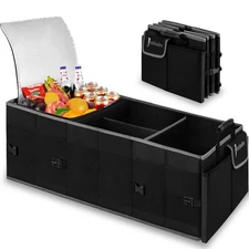 Trunk Organizer with Insulated Cooler Bag, Waterproof Cargo Storage Box