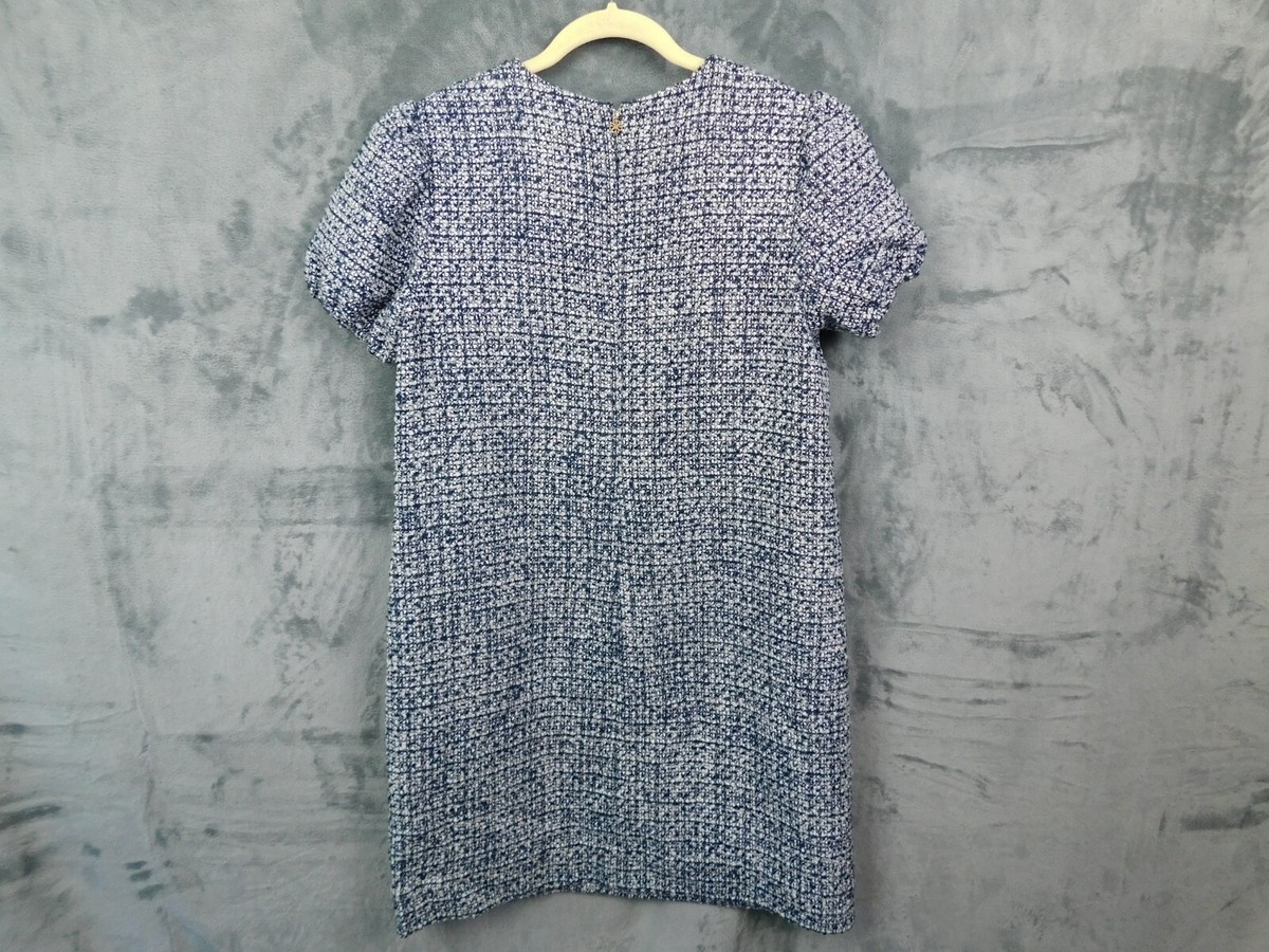 Fashion Kate Spade Puff Sleeve Tweed Dress Kate Spade Dress Womens 10 Blue  Tweed Sheath Puff Sleeve Mini Wool Lined