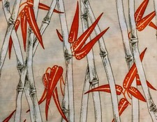 BAMBOO Beige  Orange Print on Cotton Knit Fabric Stretch 62" X 42"
