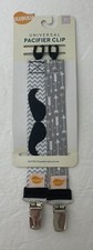 Ulubulu 0 Months Universal Pacifier Clip Set Gray Mustache Arrows NEW