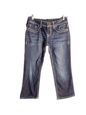 Vigoss The Dublin Capris Juniors 5x21" Low Rise Med Wash Stretch Heavy Stitching