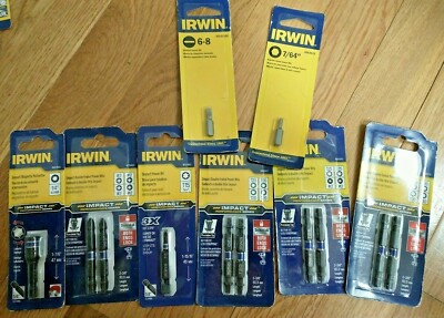 NEW IRWIN Drive Bits, 6-8, 1/4'', #2, T15, T20, T25, T30, 7/64''  Many Available