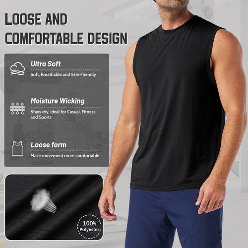MEETYOO 3Er Herren Tank Top Classic ärmellos Muskelshirtst Männe Fitness Sport - Bild 25 von 39