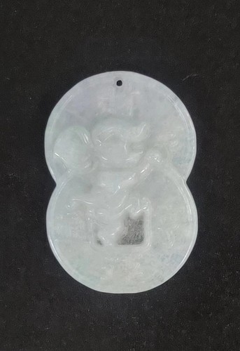 Unique natural jade handmade carved jade coin pig pendant