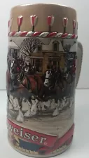 1986 Budweiser Christmas Holiday Beer Stein Mug Clydesdale Collectors B Series