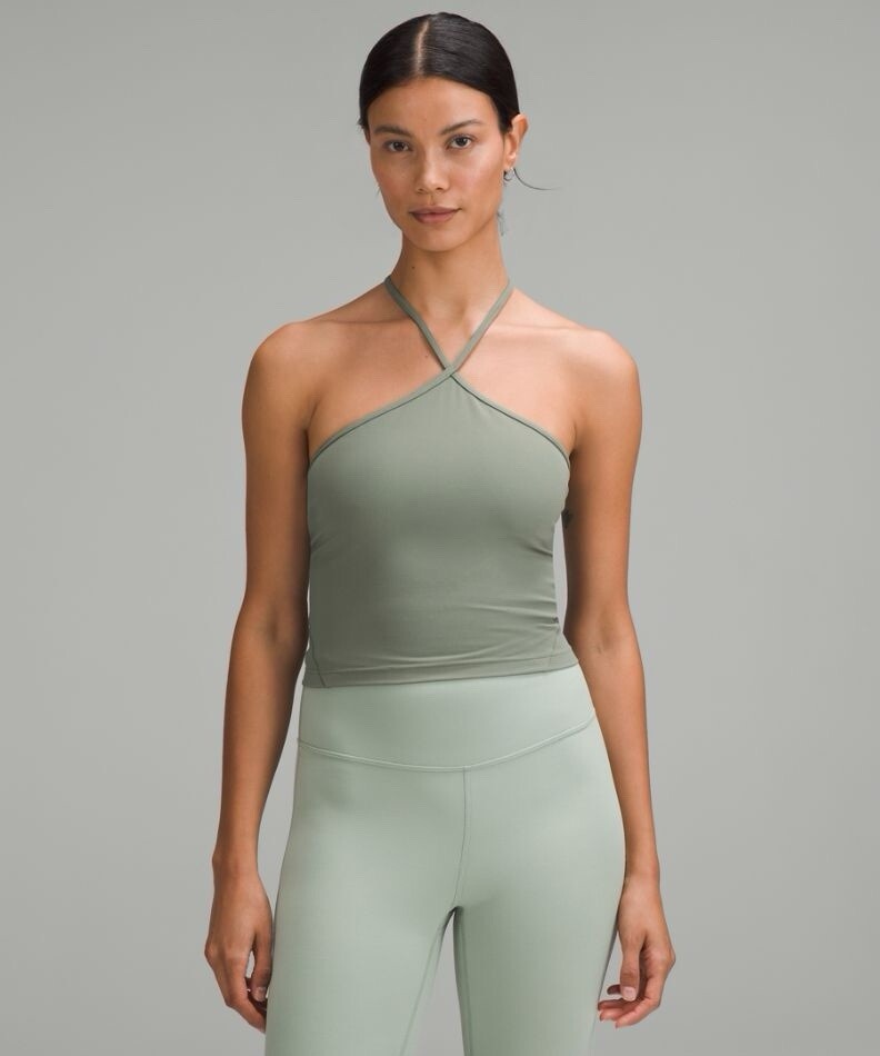 Lululemon 2 Align T- Strap Tank Cropped Green Eucalyptus Nulu