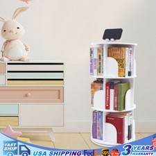 3 Tiers 360  Rotating Stackable Shelves Bookshelf Organizer Floor Standing USA