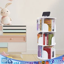 Rotating Bookshelf 360 Display 3-Tier Floor Standing Bookcase Shelf Storage Rack