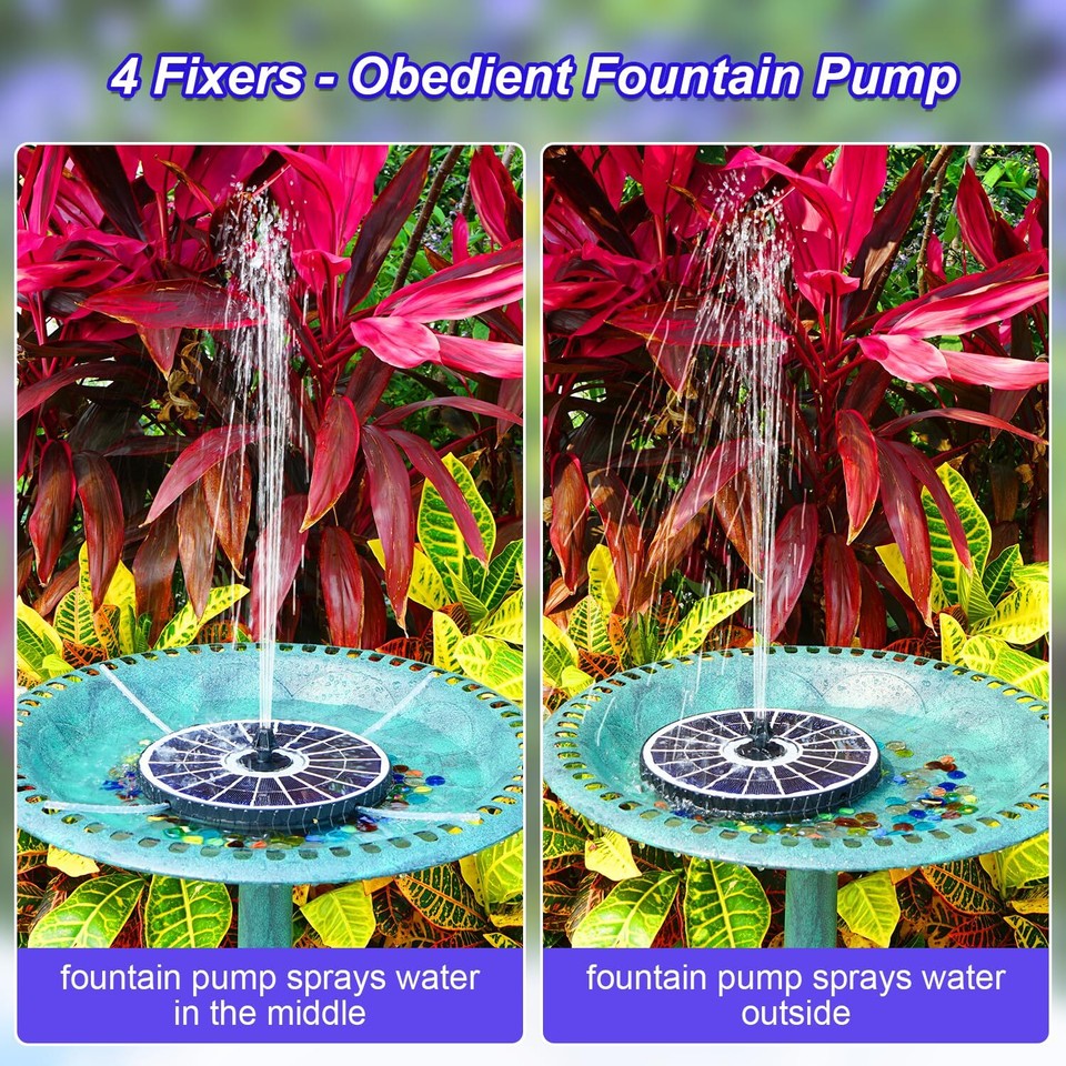 Solar Fountain 6W Bird Bath Fountains 2024 Upgraded Remote Control